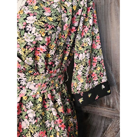Zara Basic Midi Floral 3/4 Sleeve Wrap Dress Large - Picture 12 of 14